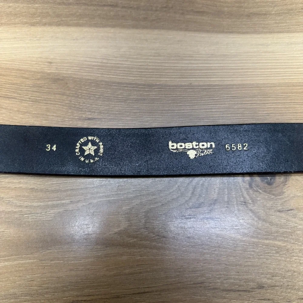 Boston USA Made Mens Belt 34 Black Leather Rugged Work Casual 6582 Everyday